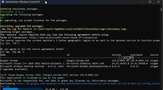 shows app update PowerShell script running on Windows 11