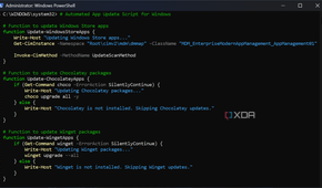 shows PowerShell script to automate app updates on Windows
