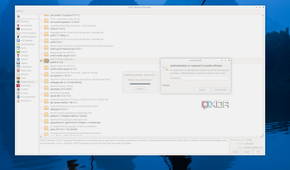 The authentification window requiring a password in Add/Remove software