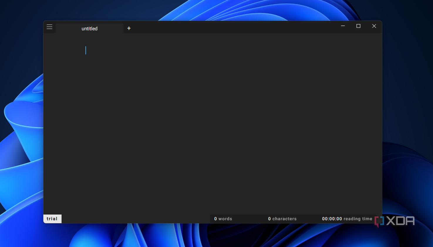 the calmly writer app with a dark mode theme