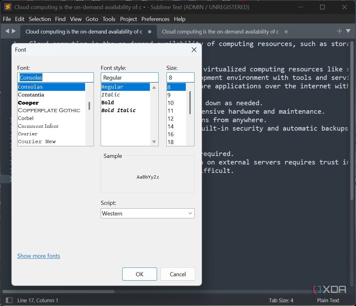 Change font Sublime Text