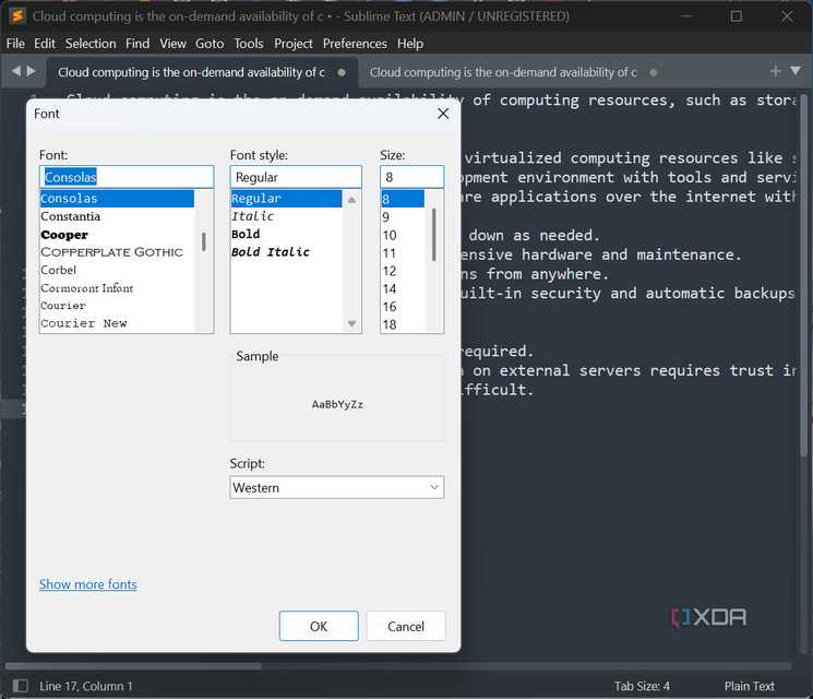 Change font Sublime Text