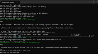 screenshot showing CLI while installing Scoop package manager on Windows