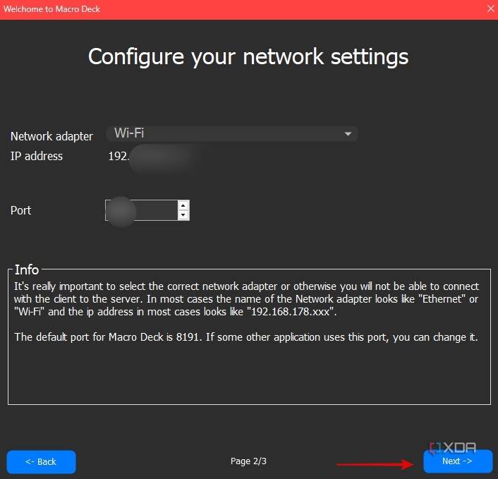 Configure network on Macro Deck