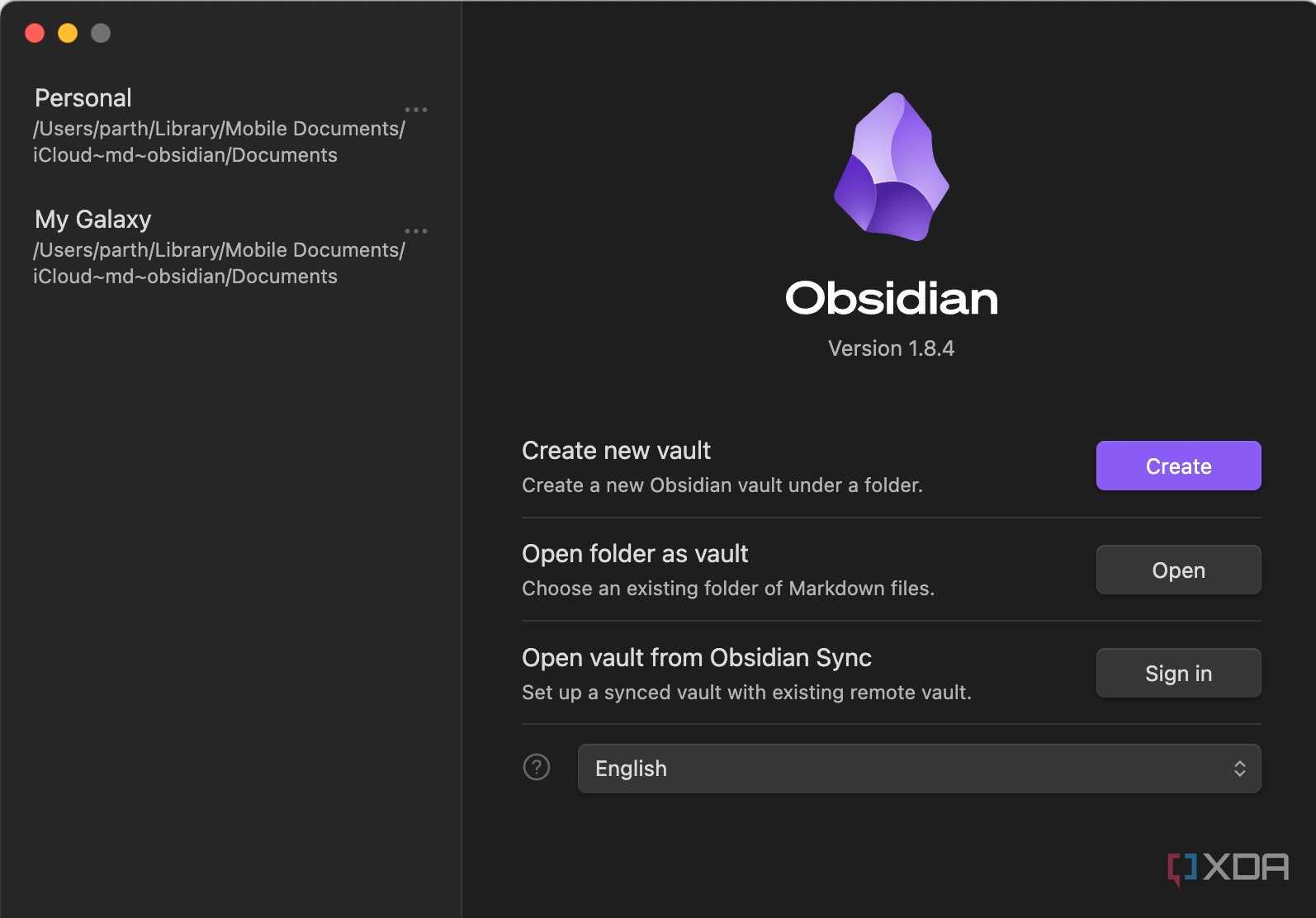 creating a new vault in obsidian