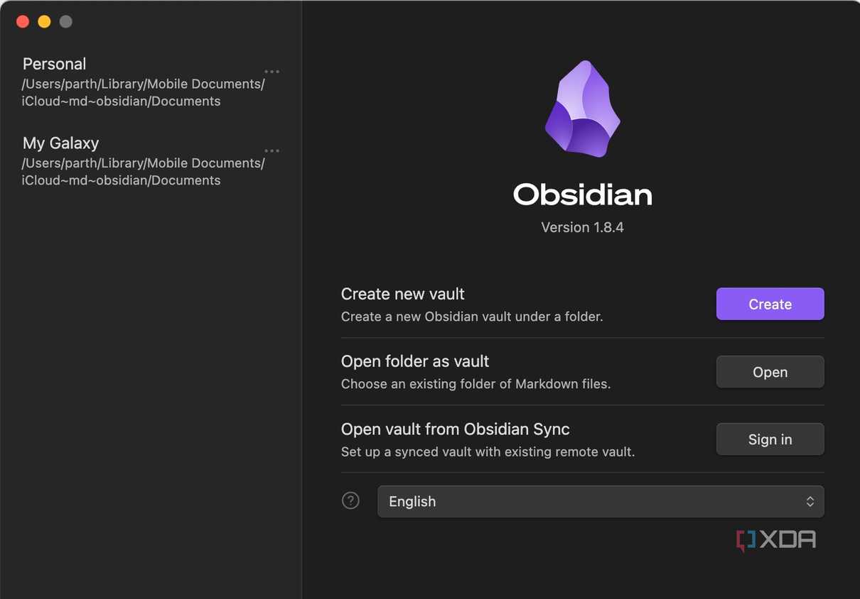 creating a new vault in obsidian