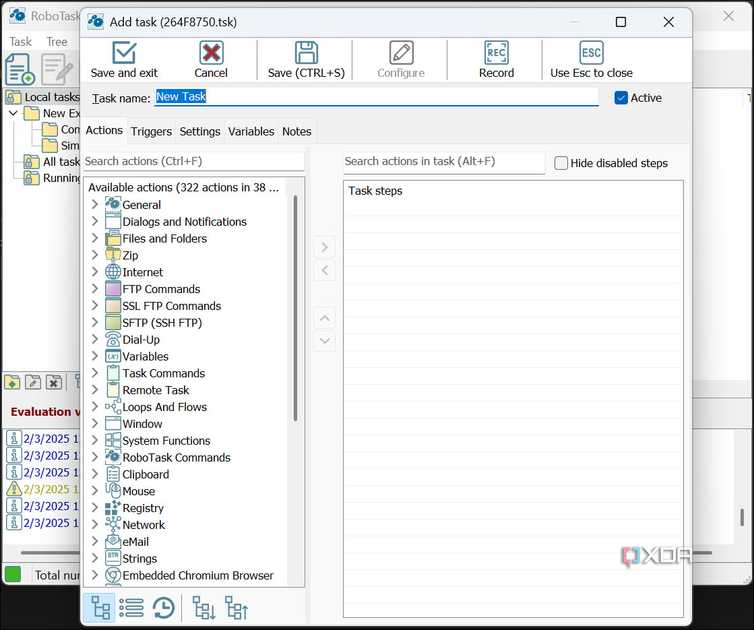 Creating a new task in RoboTask