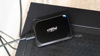 An image of the Crucial X10 Pro on a PC tower.