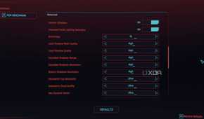 The graphics settings of Cyberpunk 2077 on the PC.