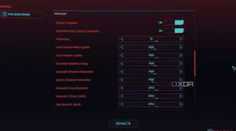The graphics settings of Cyberpunk 2077 on the PC.