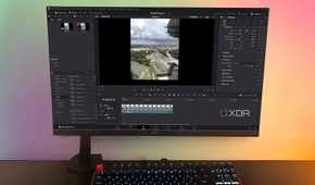 DaVinci Resolve Edit panel displayed on desktop PC, landscape footage in editing window