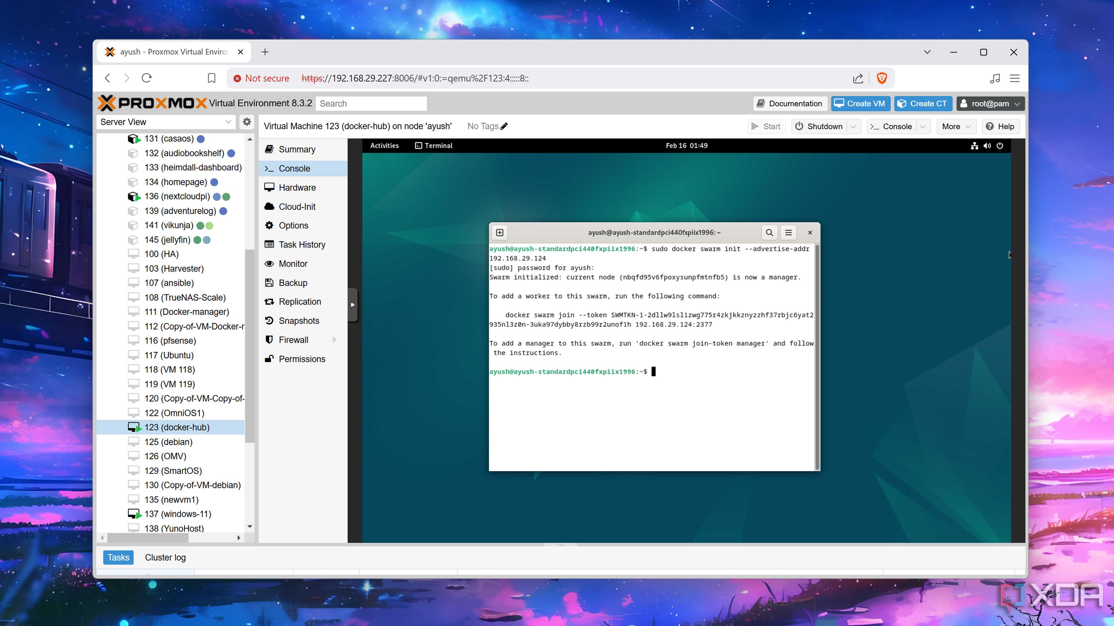 Creating a Docker Swarm manager inside a Proxmox VM