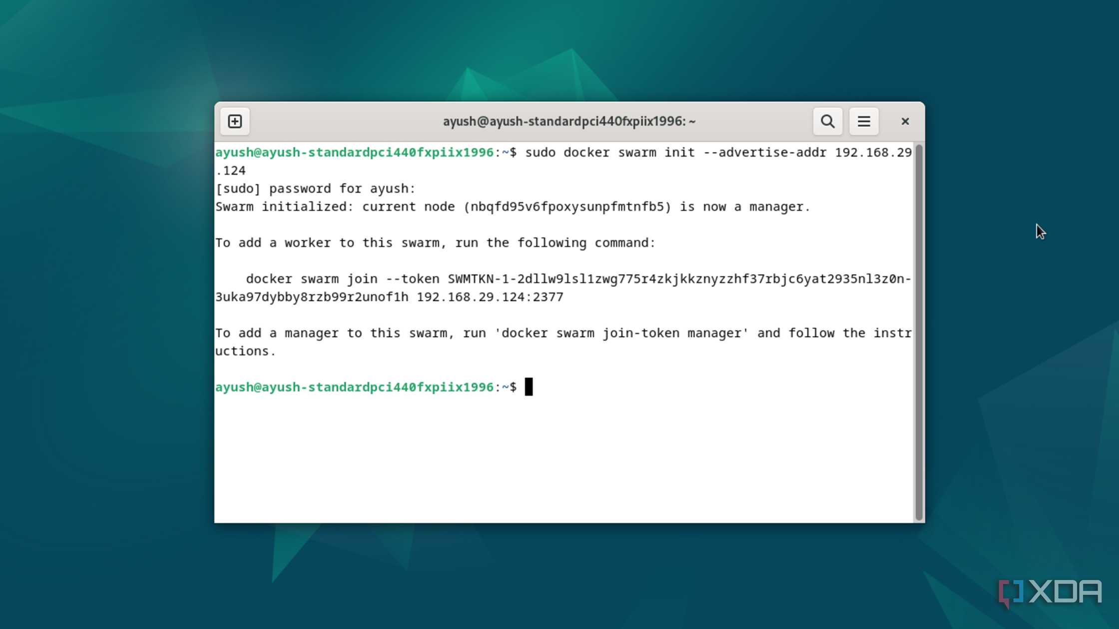 Creating a Docker Swarm manager