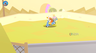 Goose falling into a hole in Donut County