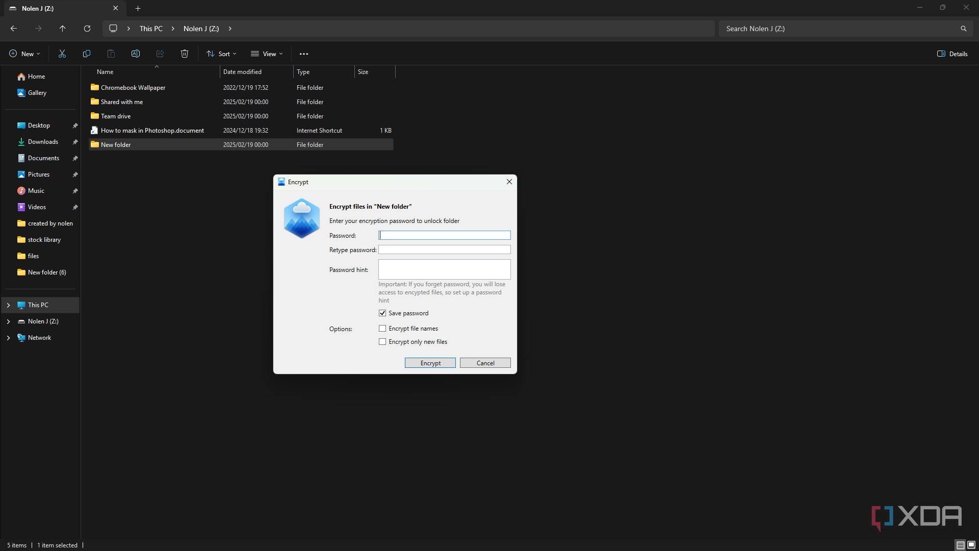 Encrypting file using CloudMounter
