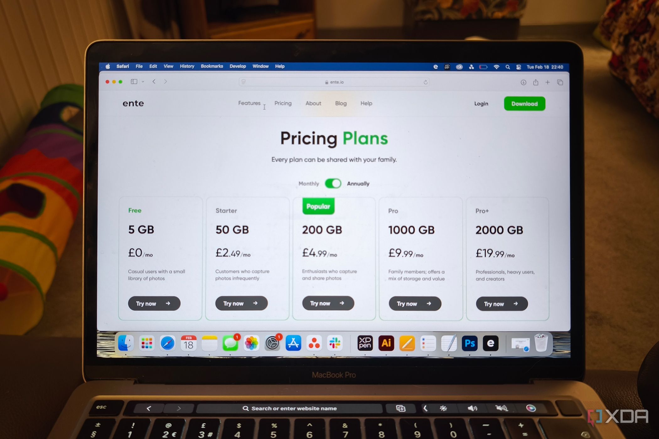 Ente Photos GBP pricing