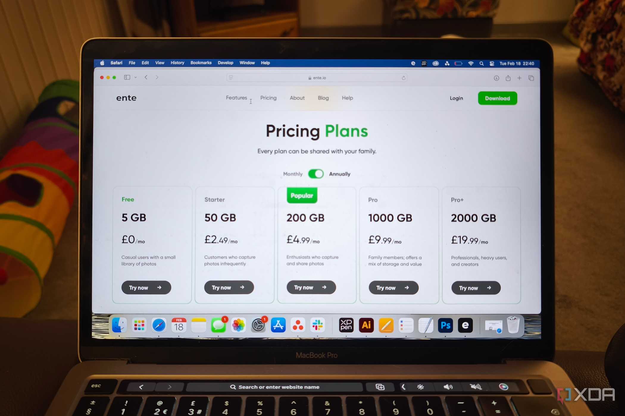 Ente Photos GBP pricing