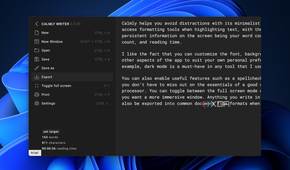the export option in calmly writer