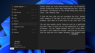 the export option in calmly writer