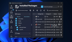 screenshot showing installed packages in UniGetUI on Windows 11