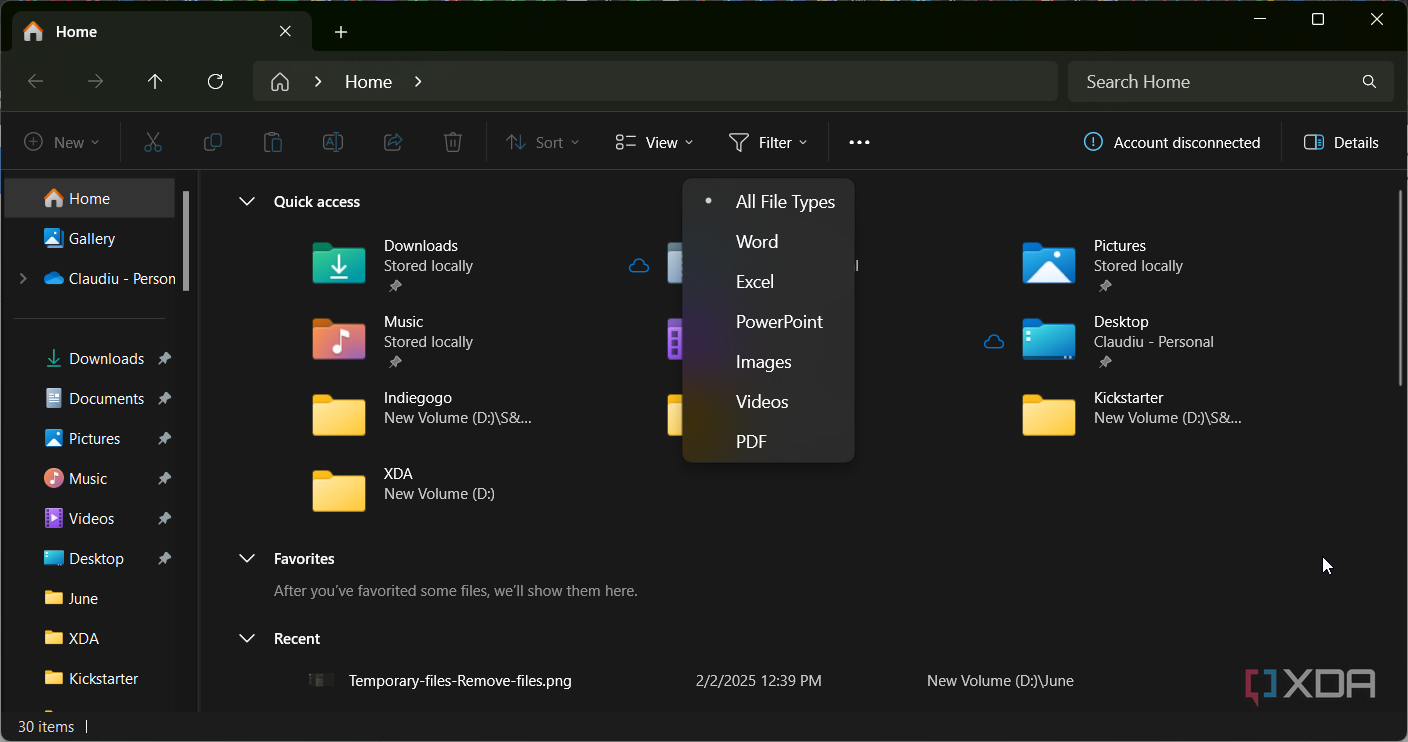 File Explorer Filter