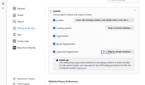 Firefox Shield custom setting