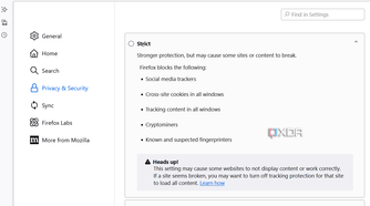 Firefox Shield strict setting