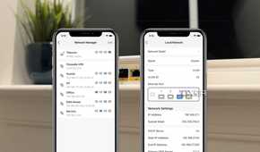 firewalla app screenshots overlaid on the firewalla gold pro