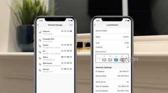 firewalla app screenshots overlaid on the firewalla gold pro
