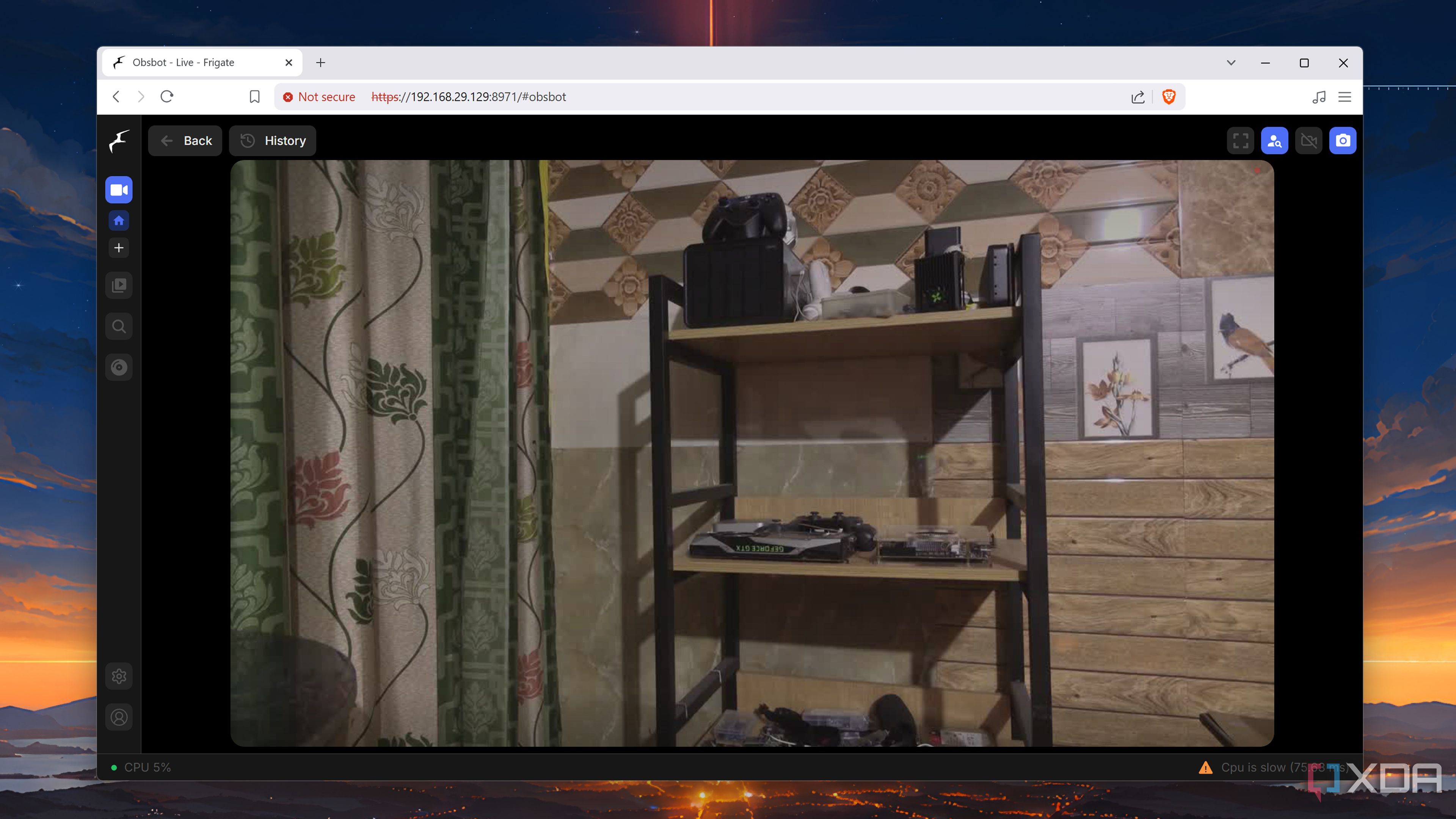 Monitoring a room with Frigate