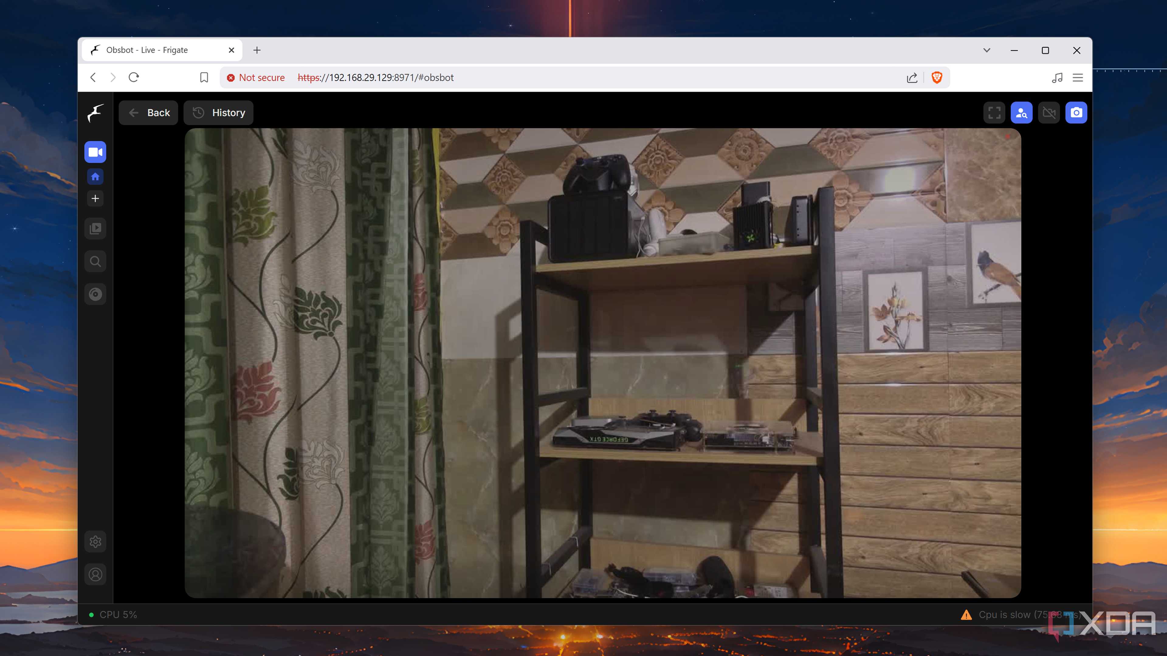 Monitoring a room with Frigate