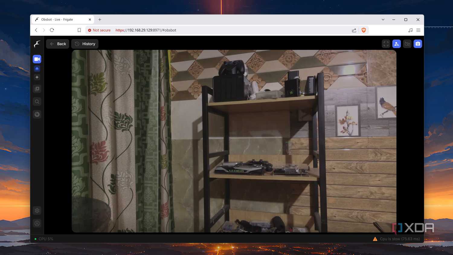 Monitoring a room with Frigate