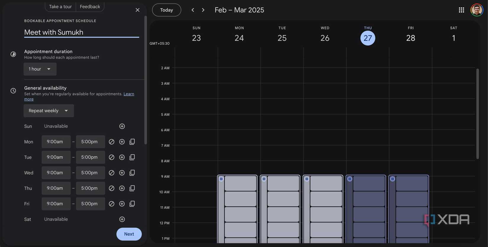 Google Calendar meeting scheduler