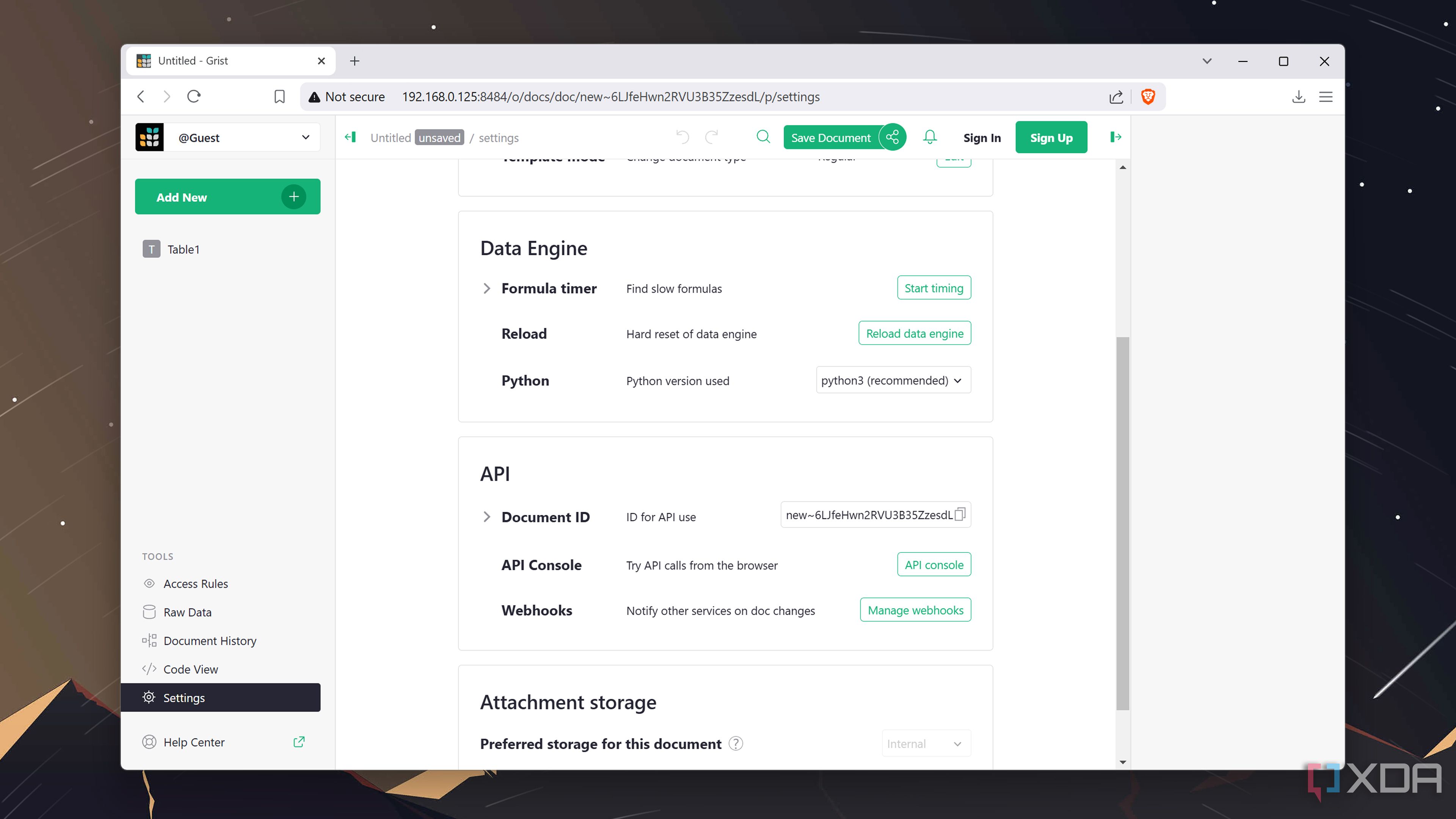 The Grist web UI