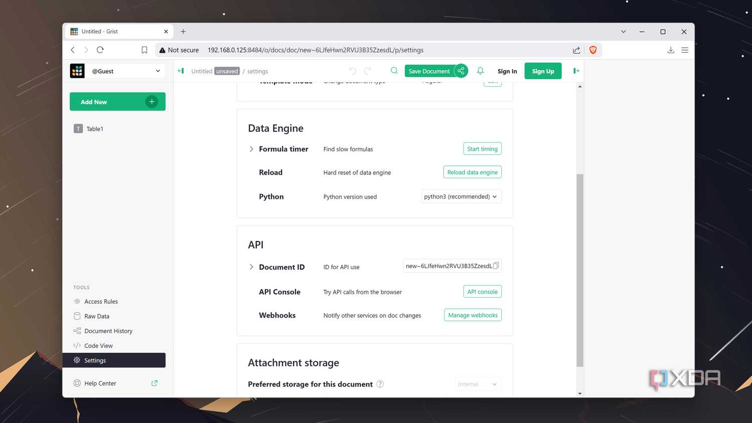 The Grist web UI