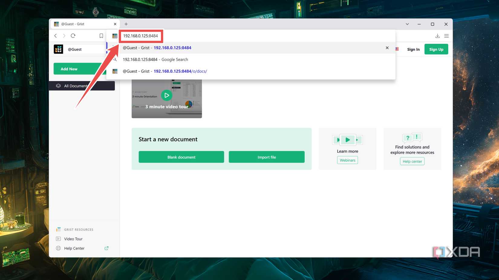 Accessing the Grist web UI