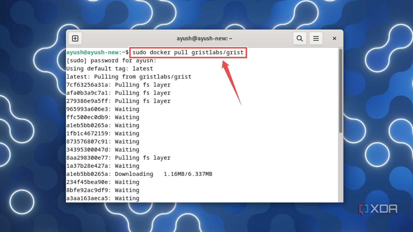 Pulling a Grist image from the Docker hub