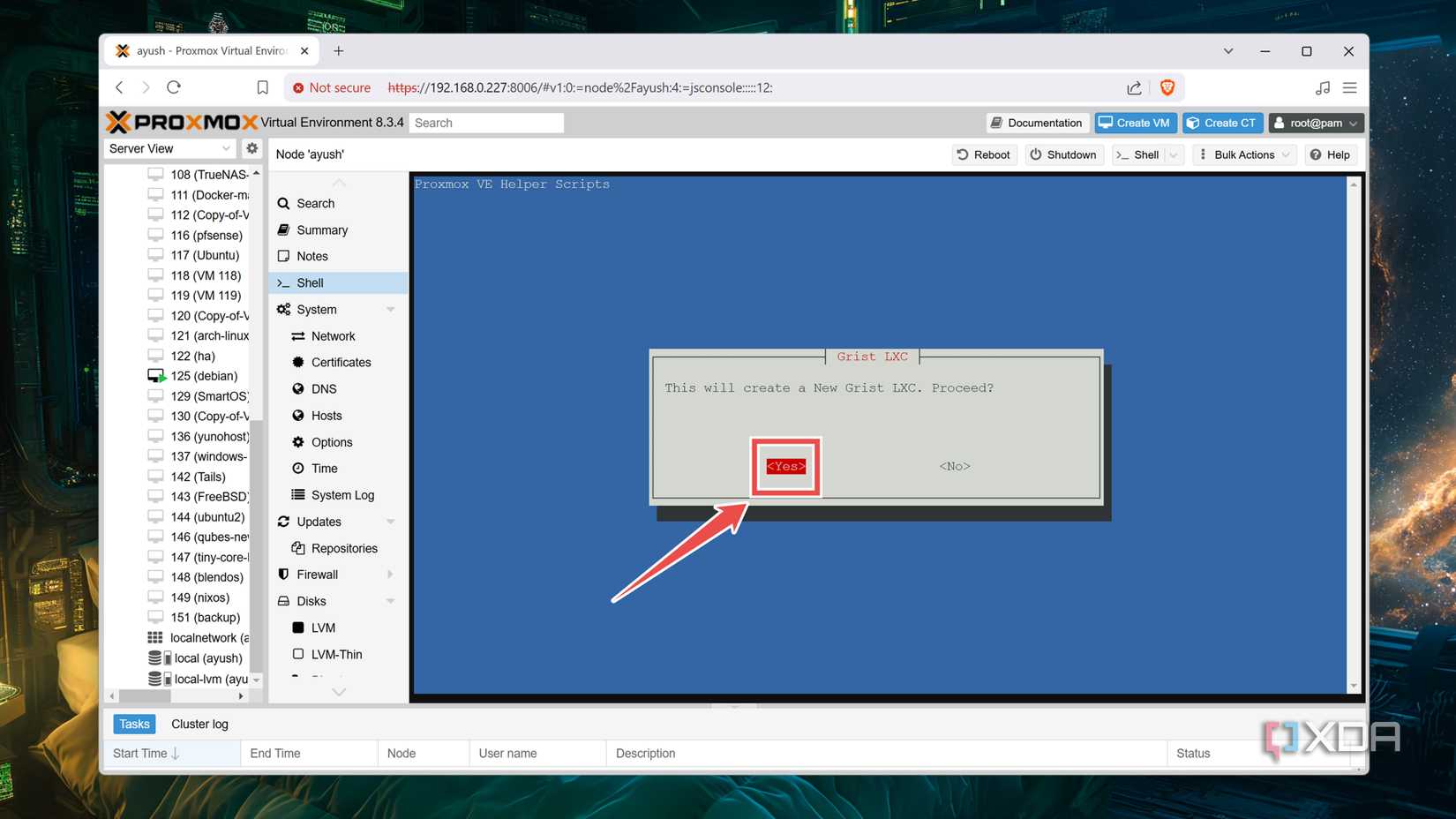 Setting up a Grist instance inside an LXC container