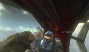 Screenshot of main character in Halo: Reach