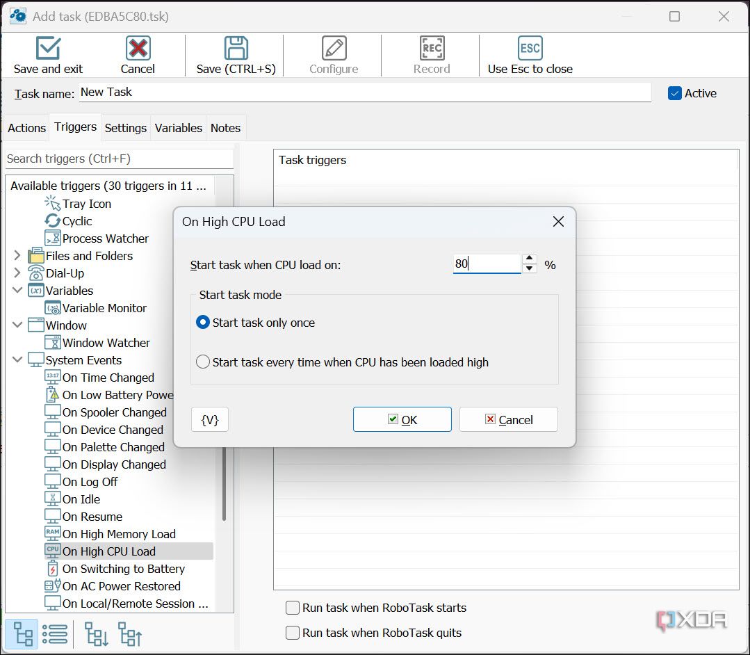 high CPU load trigger