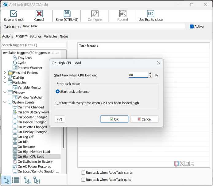 high CPU load trigger