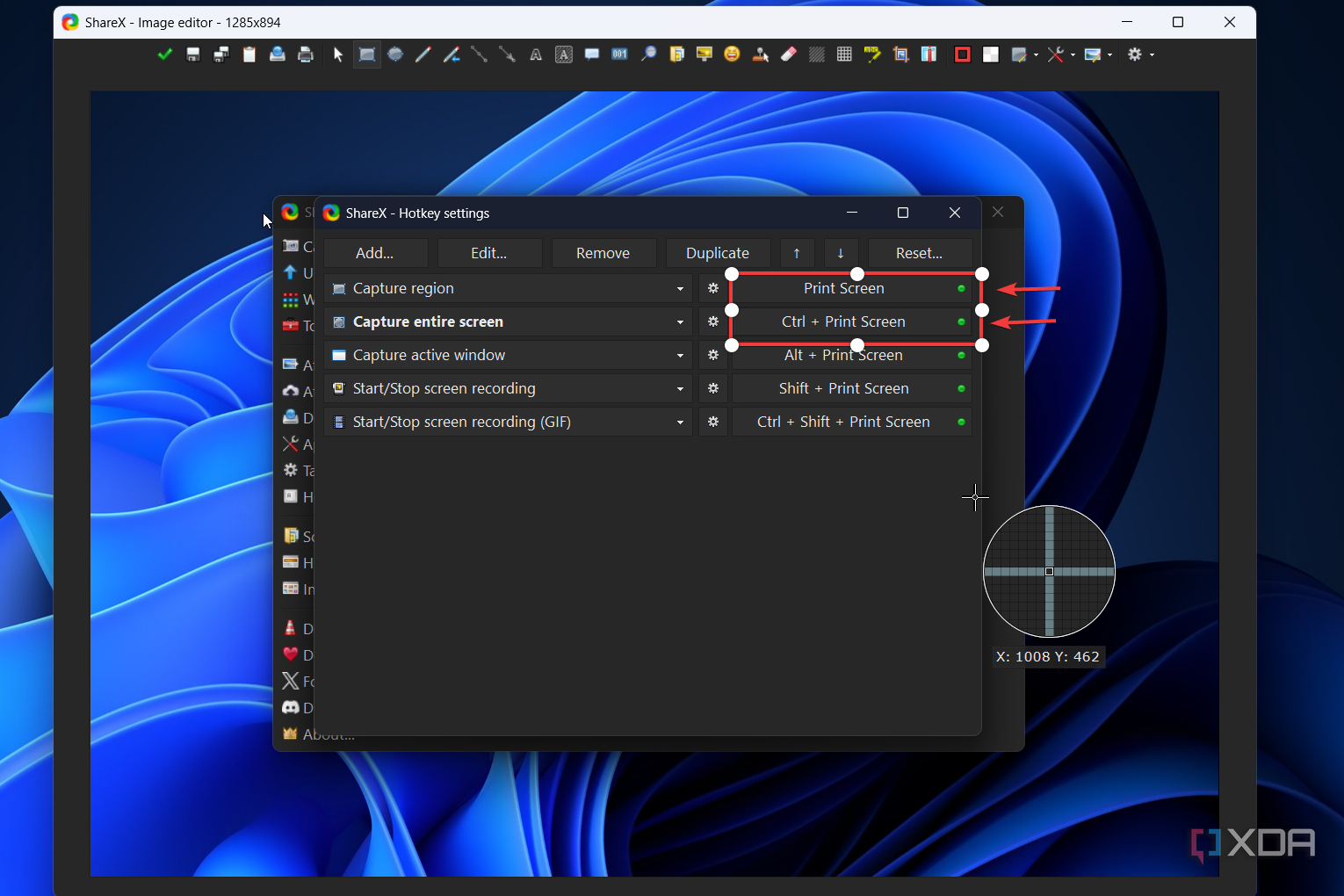 image editor with arrows in sharex