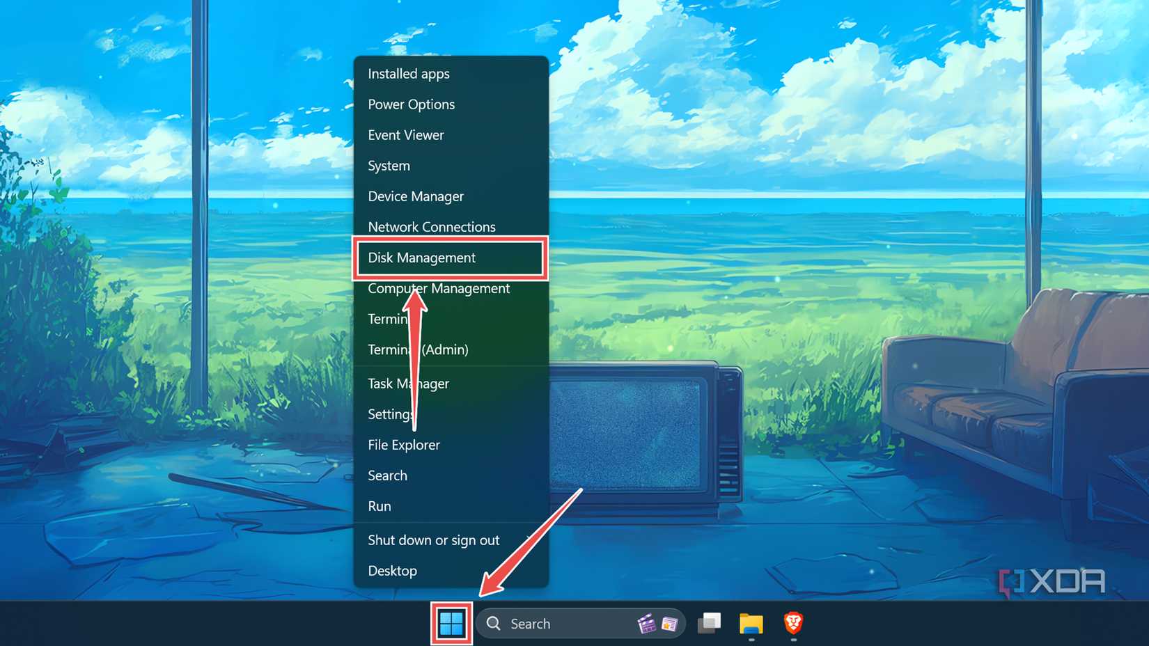 Selecting the Disk Management option