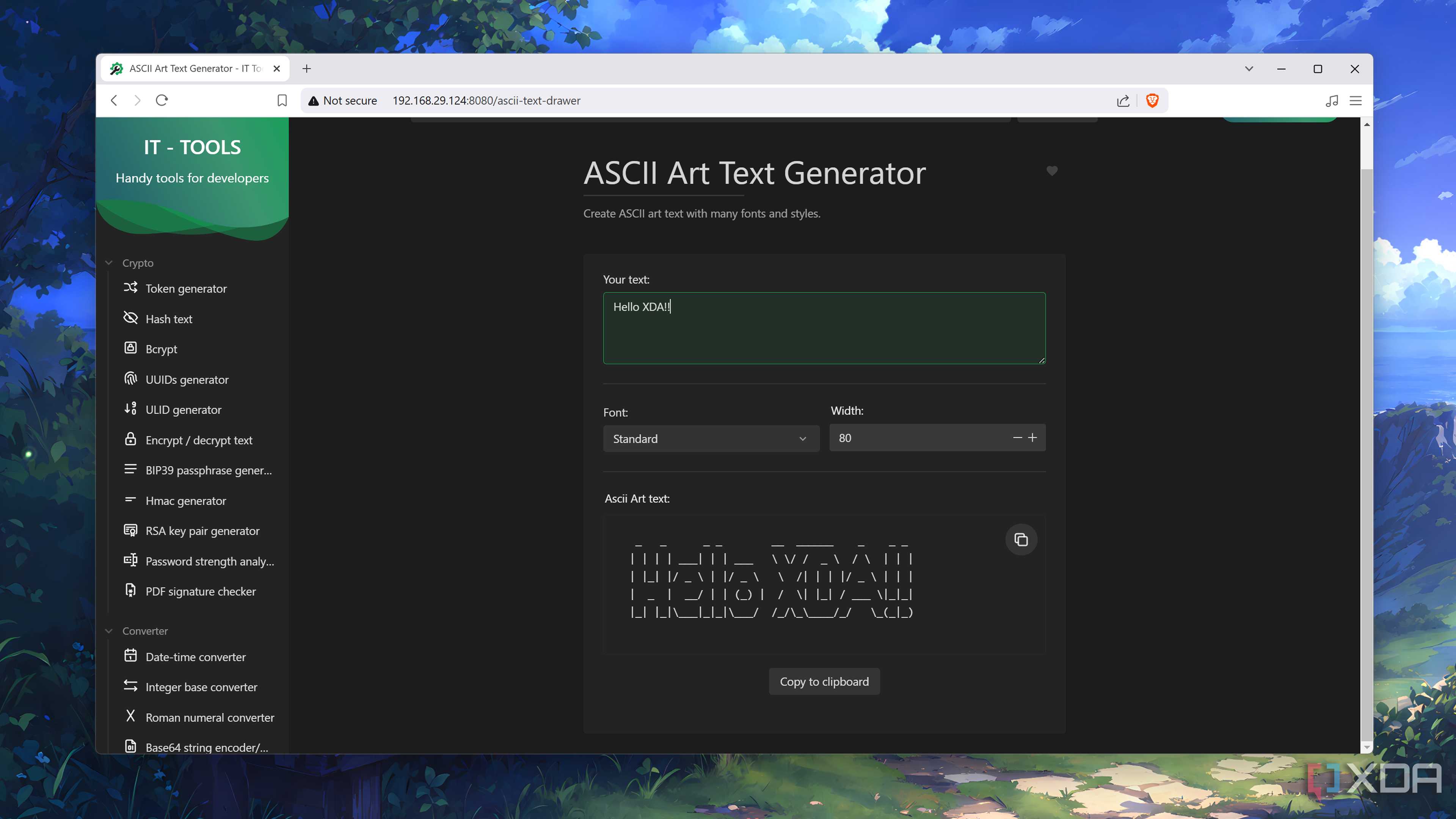 The ASCII Art Generator utility in IT-Tools