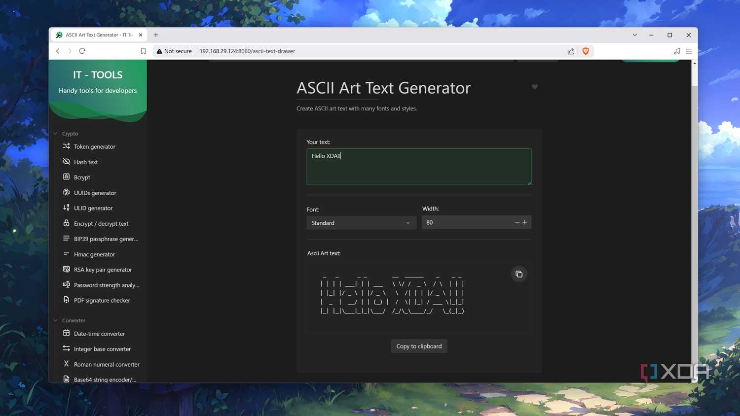 The ASCII Art Generator utility in IT-Tools
