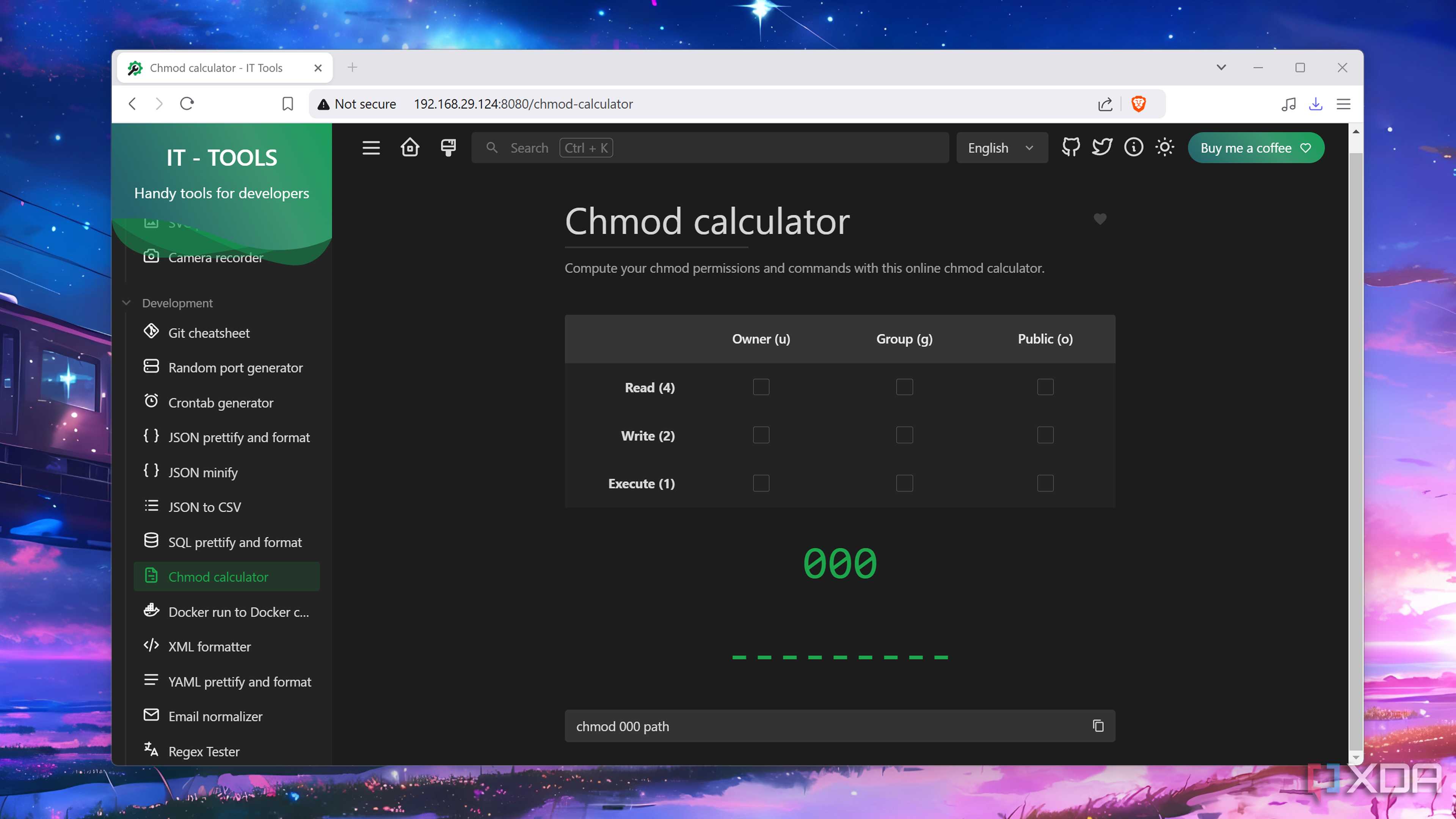 The Chmod converter in IT Tools
