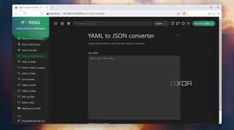 The YAML to JSON converter in IT Tools