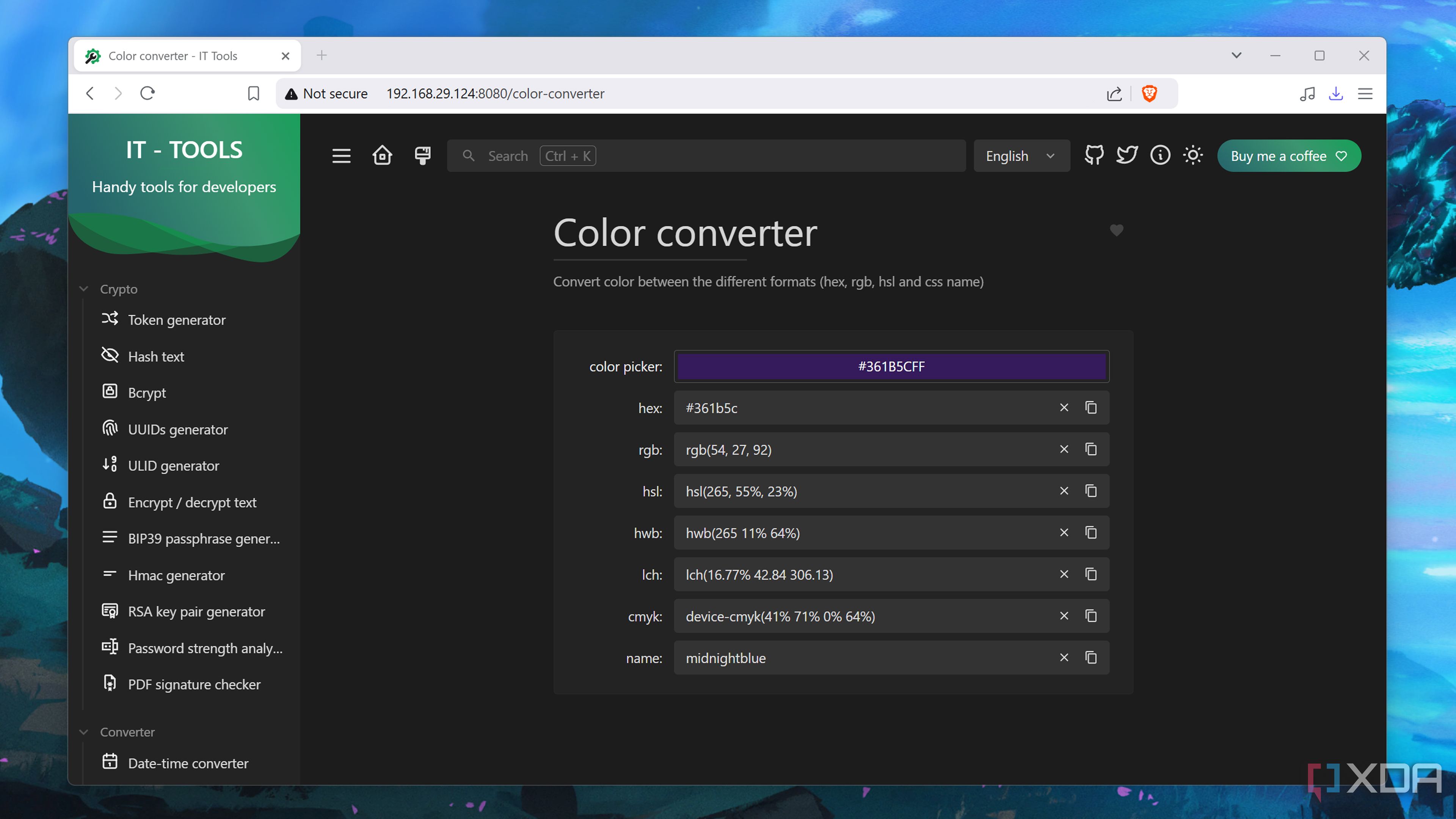 The Color converter in IT Tools