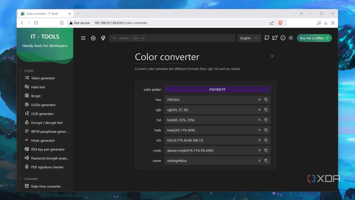 The Color converter in IT Tools