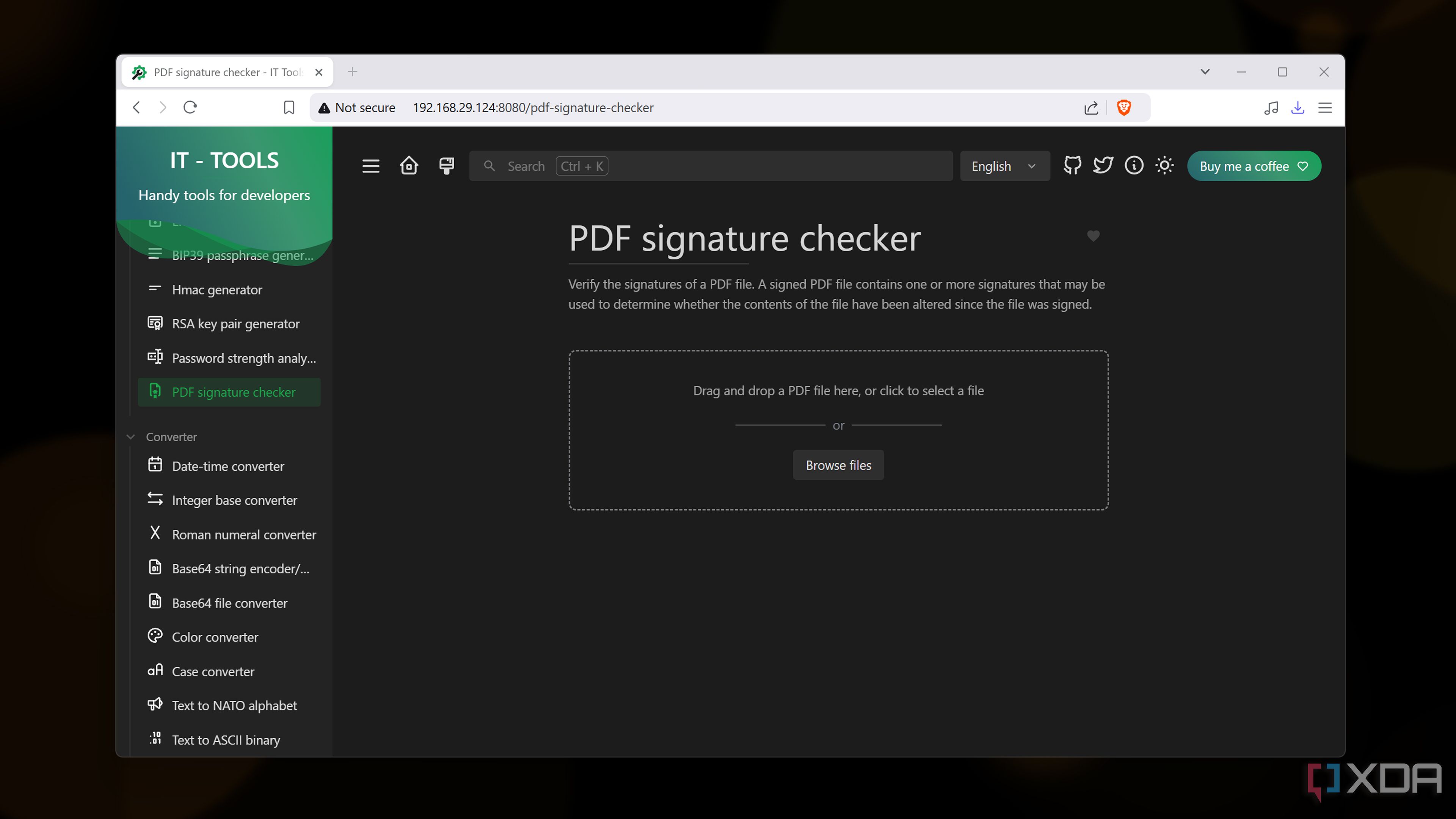 The PDF signature checker in IT Tools